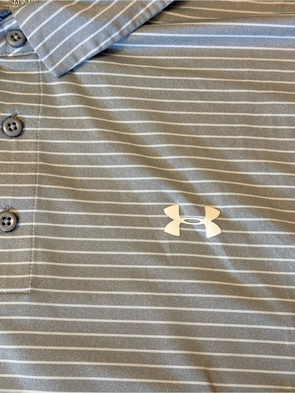 Under Armour Men's 4XL Light Gray and White Striped Polo Shirt - Picture 2 of 5
